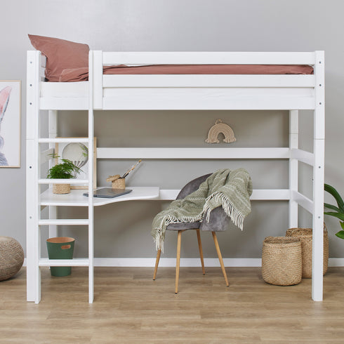 ECO Luxury MEGA Reguleeritav pööningvoodi koos puhkemooduli ja lauaga, valge, Hoppekids